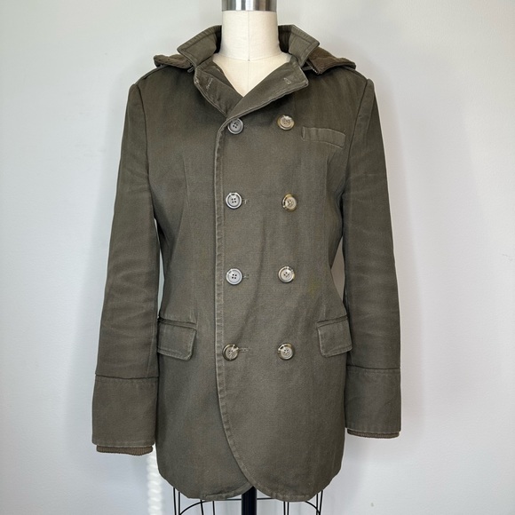 Anthropologie Army Green Thick Double Breast Coat - Picture 1 of 7